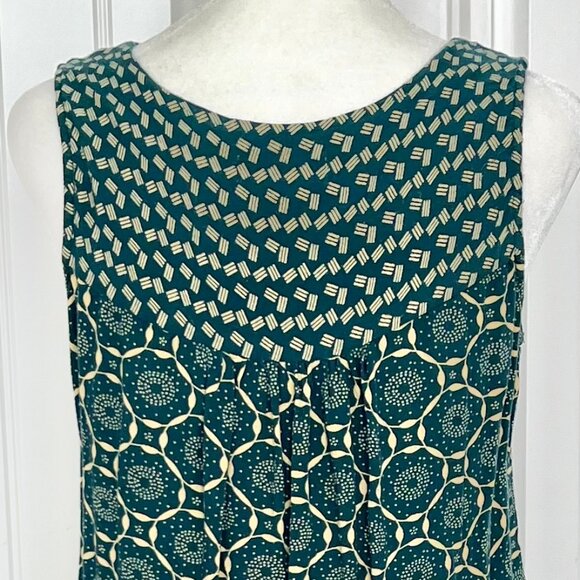 World Market Embroidered V-Neck Round Hem Colorful Green Tunic Tank Size S/M - Picture 5 of 7